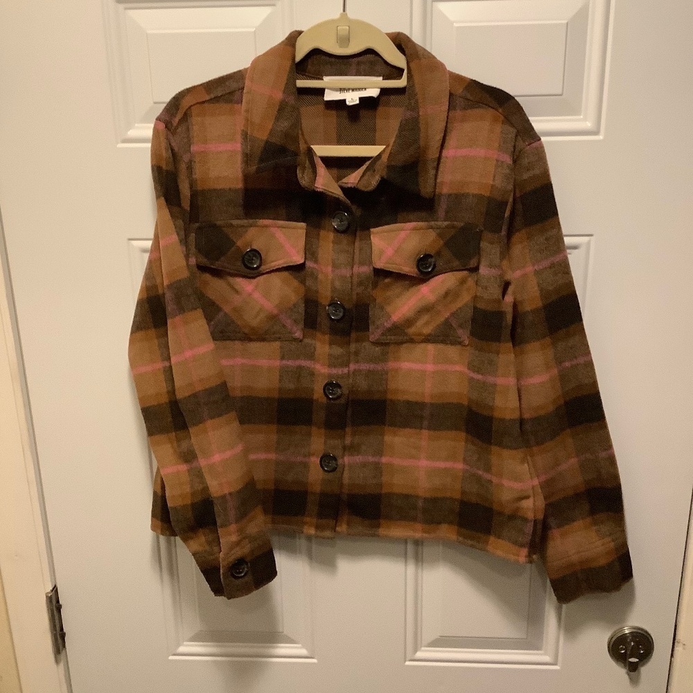 BB Dakota Steve Madden| Flannel Cropped Shacket Sz Lg
